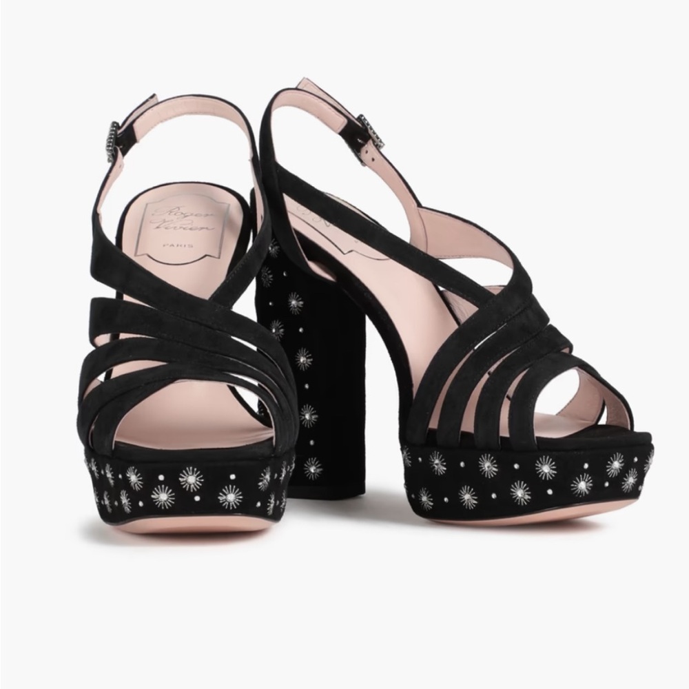 Roger Vivier Suede Crystal Embellishments Slingback Sandals Women's Size:9/5 -10 - Picture 1 of 16